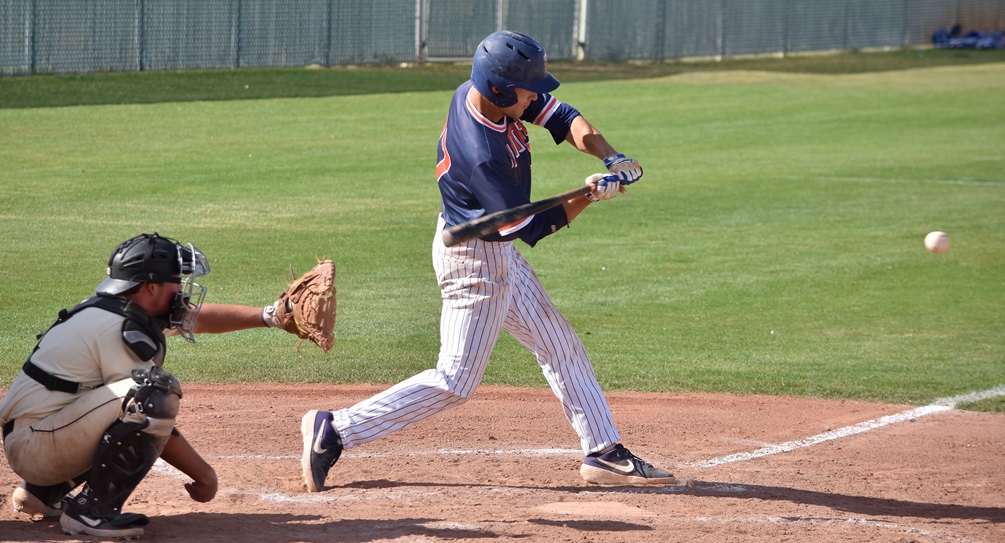 Sophomore Phillip Sikes went 5 for 7 with two RBIs and two runs. He also picked up his fourth save of the season as the Aztecs baseball team earned another big ACCAC Division I sweep at Yavapai College. The Aztecs have won six straight and improved to 32-14 overall and 18-11 in ACCAC conference play. Photo by Ben Carbajal