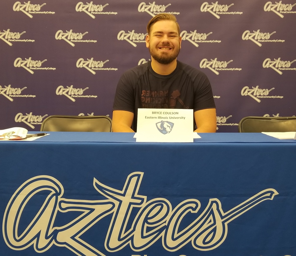 Freshman Bryce Coulson signed his letter of intent to Eastern Illinois University, an NCAA Division I Football Championship Subdivision school in Charleston, IL. Photo by Raymond Suarez