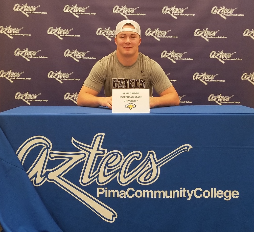 Sophomore linebacker Beau Griego (Florence HS) signed his letter of intent to Morehead State University, an NCAA Division I school in Morehead, KY. He had 53 total tackles this season for the Aztecs. Photo by Raymond Suarez