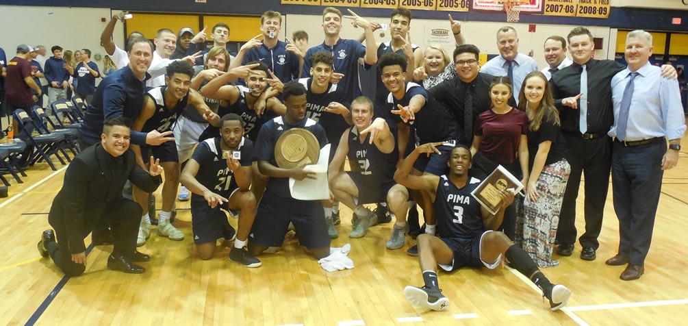 The Aztecs men's basketball team claimed their second straight Region I, Division II title after beating Phoenix College 73-70 on Saturday. The Aztecs advance to the NJCAA Division II Tournament in Danville, IL on Mar. 20-24. Photo by Raymond Suarez