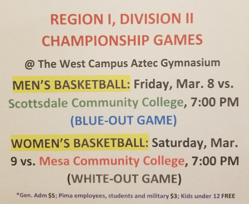 Pima basketball Region I, Division II Finals on Friday and Saturday