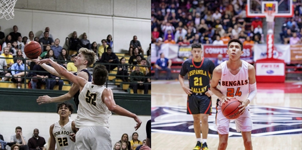 The Aztecs men's basketball program received commitments from Kolby Lathrop (Ironwood Ridge HS) and Quinn Atazhoon (Gallup HS, NM). Lathrop averaged 11.4 points, 8.0 rebounds, 2.2 steals and 1.8 blocks as a junior. Atazhoon posted 21.2 points, 9.8 rebounds and 4.6 assists in his senior season. Photos courtesy of Kolby Lathrop and Quinn Atazhoon