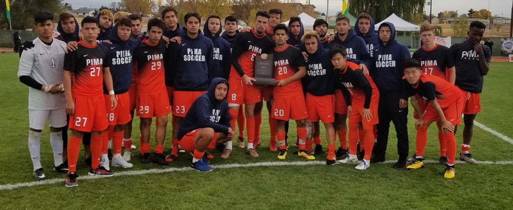 The Pima men's soccer team earned third place at the NJCAA Division I National Tournament. The Aztecs fell to Schoolcraft College 4-2 in Friday's semifinal game. The Aztecs finished the season at 19-5-3 overall. Photo by Raymond Suarez