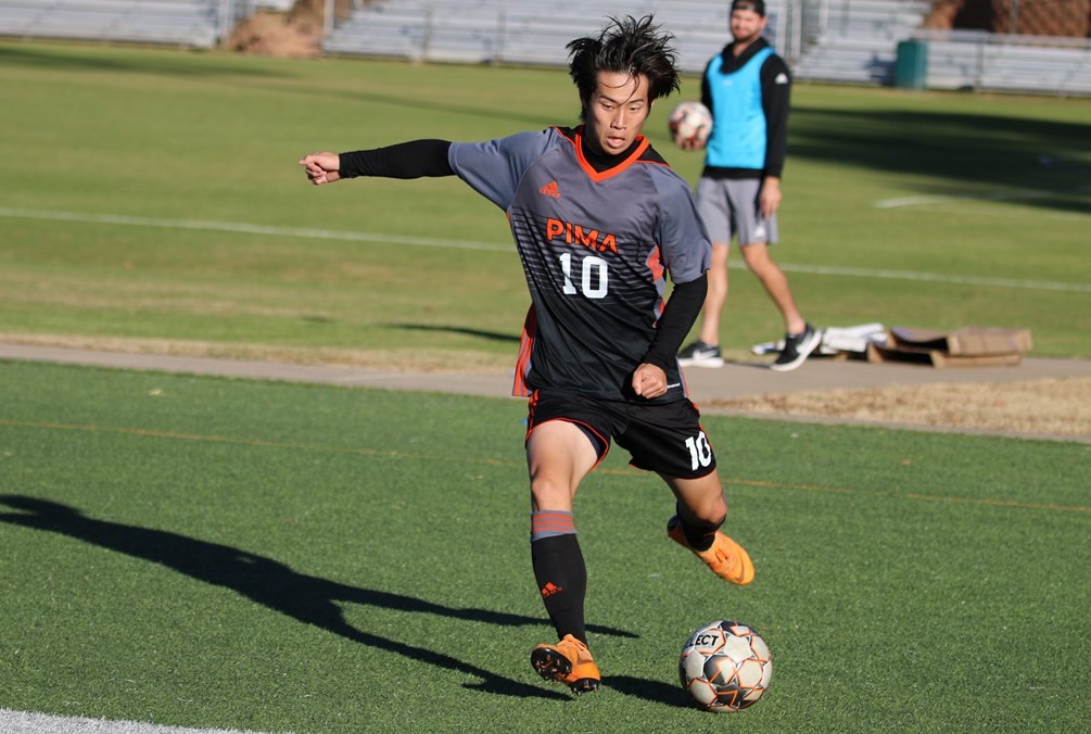Aztecs men's soccer player Itsuki Ishihara signed his letter of intent to Mount Mercy University, an NAIA school in Cedar Rapids, Iowa. Ishihara was part of the 2018 NJCAA Division I National Championship team and was selected to the NJCAA Division I All-Tournament team two straight years. Photo by Chestley Strother-NJCAA Apaches Athletics