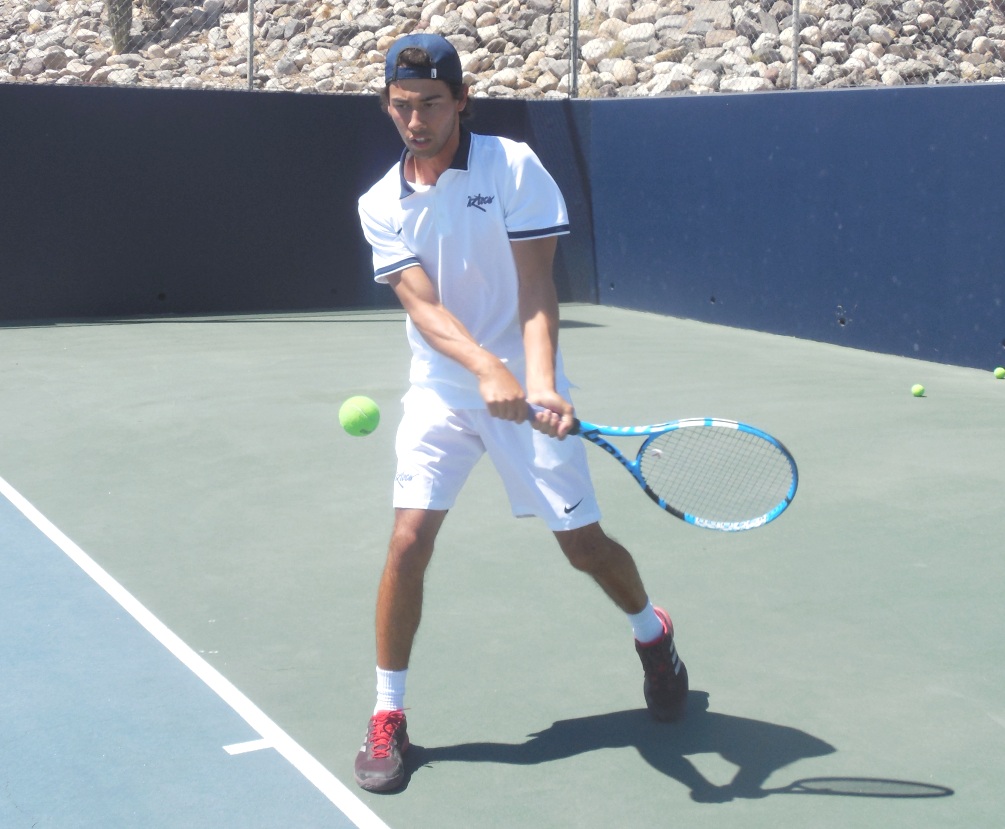 Aztecs men's tennis player Francisco Sotelo (Cholla HS) committed to play for Roosevelt University, an NAIA school in Chicago, IL. Sotelo helped the Aztecs claim two straight runner-up plaques at the NJCAA Region I Championships. Photo by Ian Esquer.