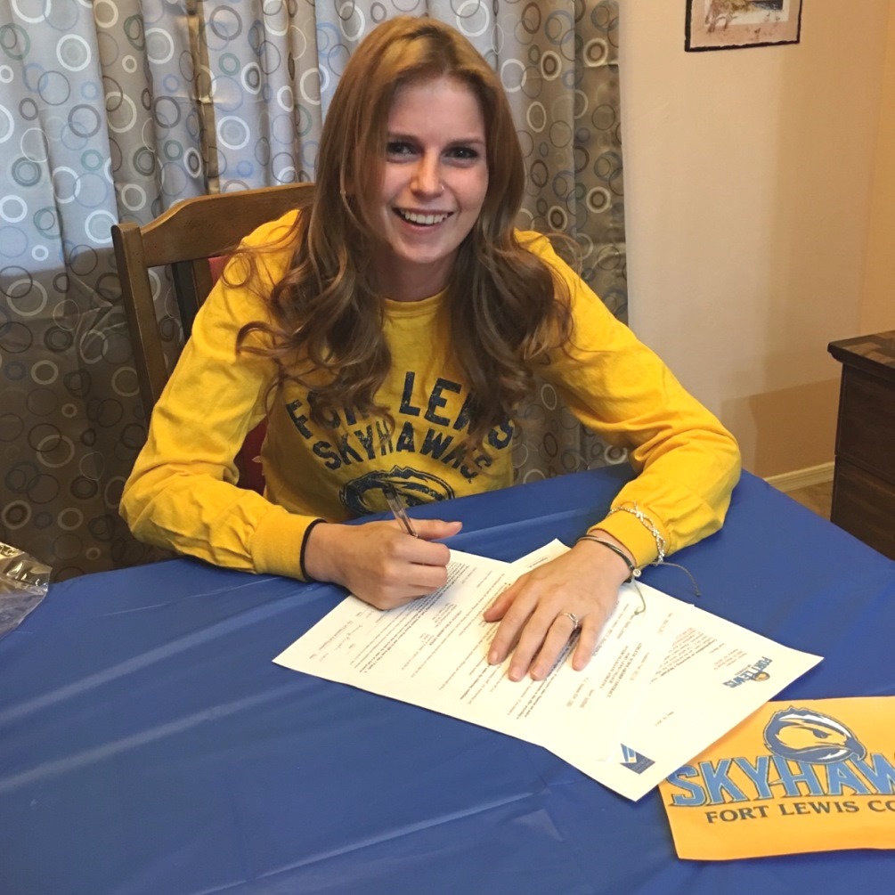 Softball pitcher Mandy Lorenson (Ironwood Ridge HS) signed her letter of intent to play at Fort Lewis College in Durango, CO. She threw six no-hitters for the Aztecs and was selected second team All-ACCAC. Photo courtesy of Mandy Lorenson