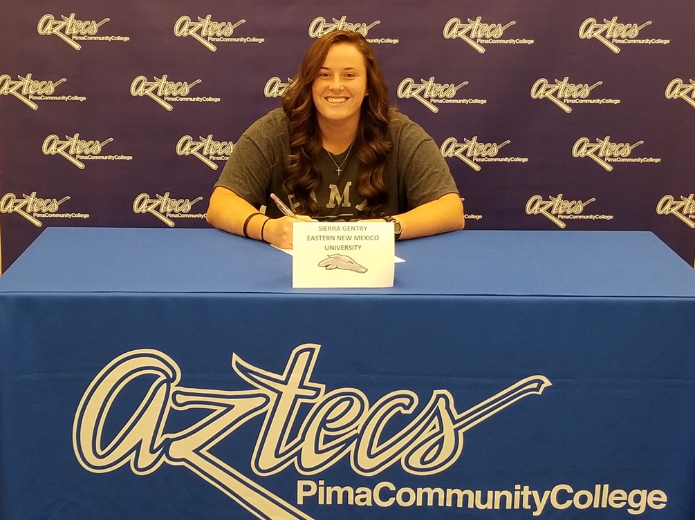 Sophomore utility player Sierra Gentry committed to Eastern New Mexico University, an NCAA Division II institution in Portales, NM. Gentry batted .408 and led the Aztecs with seven home runs and 33 walks this season. Photo by Raymond Suarez