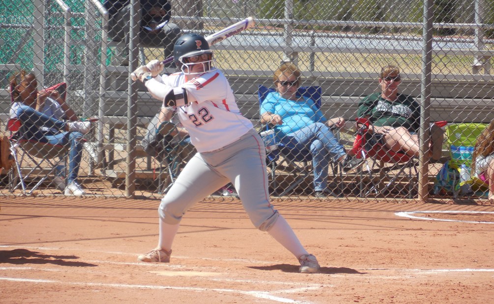 Sophomore Sierra Gentry, along with Paige Adair and Alese Casper, was named third team All-ACCAC conference. Gentry hit seven homers with 37 RBIs and also threw 61 innings this season. Photo by Raymond Suarez