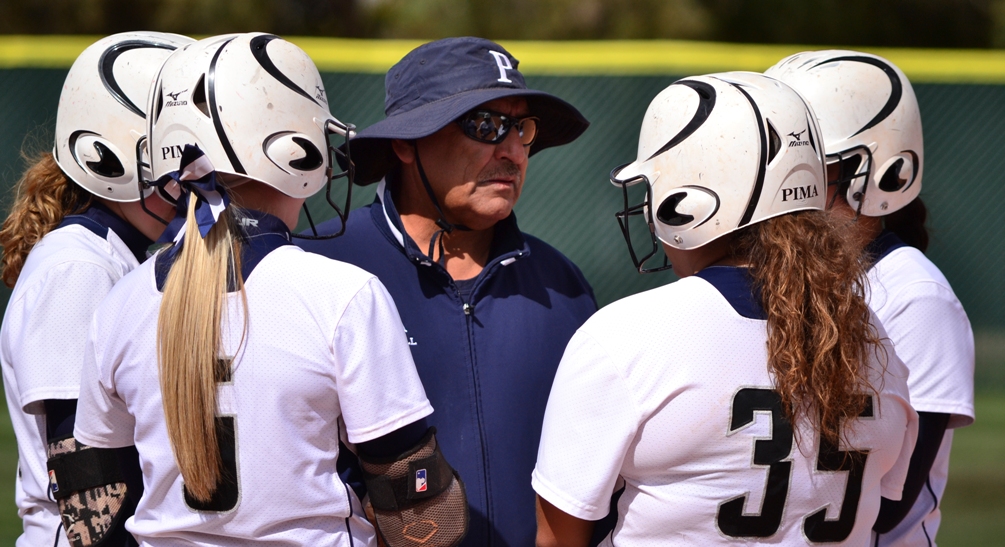 Pima softball coach Armando Quiroz stepped down after 11 seasons with the Aztecs. He finished with a record of 501-197-2 and won two NJCAA Region I, Division I titles. His daughter, Rebekah, who was Associate Head Coach, was named his successor. Photo by Ben Carbajal/2015-16