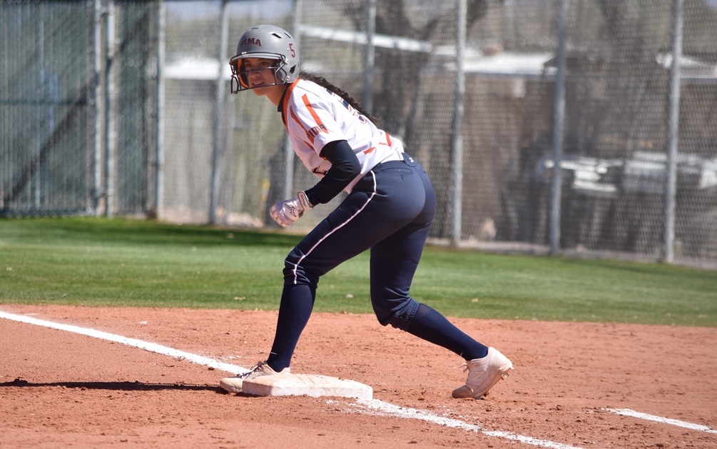 Sophomore Jessica Lozania (Sahuarita HS) had some big hits in the second game as she went 2 for 3 with three RBIs and two runs scored as the Aztecs softball team split with Central Arizona College on Tuesday at the West Campus. The Aztecs are 18-19 overall and 14-16 in ACCAC play. Photo by Ben Carbajal