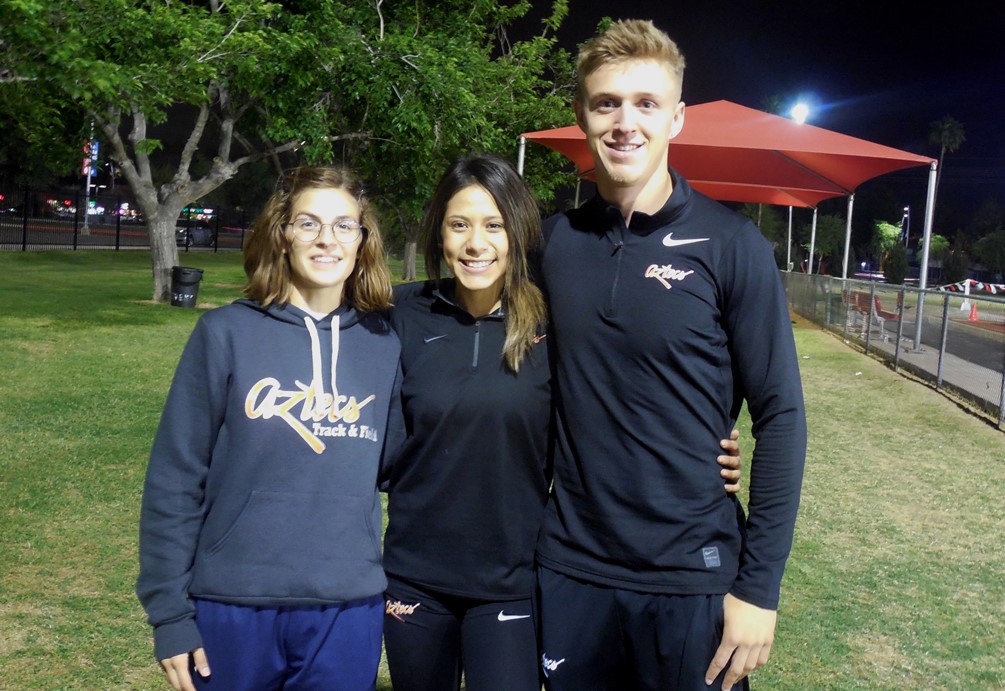 Freshman Katherine Bruno (3,000 meter steeplechase), Anahiramar Lopez (Long Jump) and Seth Jarus (Long Jump) took home Region I titles after the first day at the NJCAA Region I Championships. Photo by Raymond Suarez