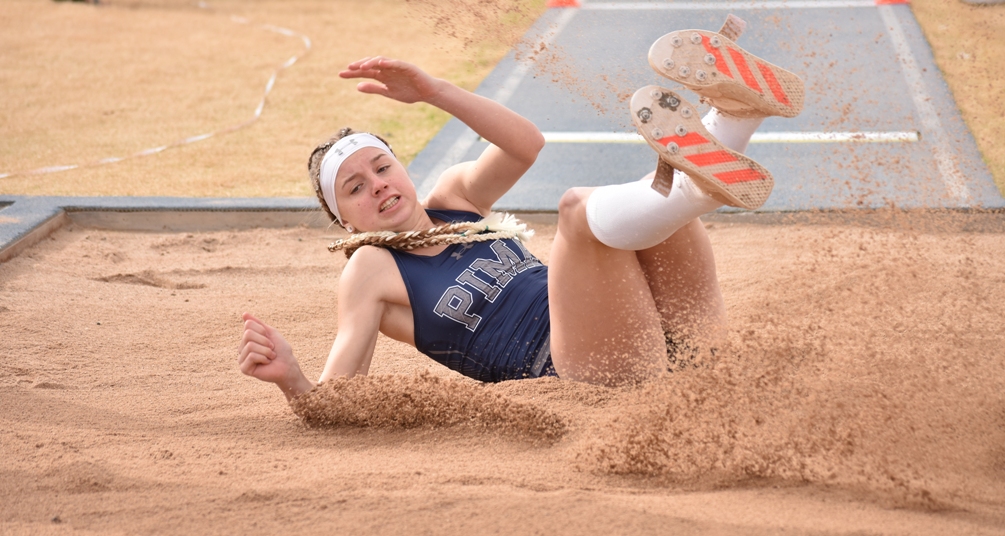 Freshman Hailey Myles (Boulder Creek HS) set a lifetime personal record and national qualifier in the triple jump with a mark of 38-feet, 9.75-inches (11.83 meters). She ranks No. 3 nationally. Photo by Ben Carbajal