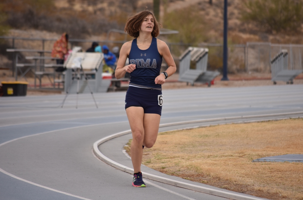 Freshman Katherine Bruno (Canyon del Oro HS) took home two ACCAC conference titles in the 1,500-meter race (5:01.43) and the 5,000-meter (19:06.48). The Aztecs women's team went 3-1 and the men's team went 2-2 in their meetings. Photo by Ben Carbajal