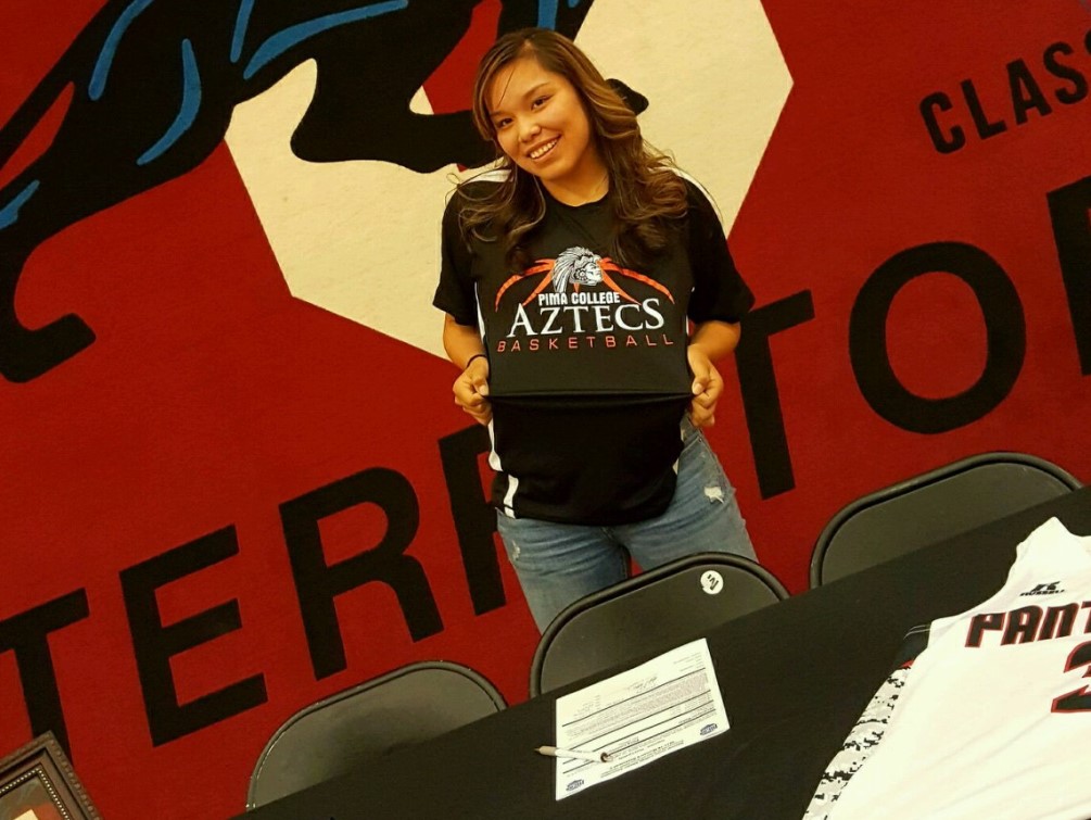 Jacqulynn "JJ" Nakai, a standout point guard at Coconino HS, signed her letter of intent to play for the Aztecs in 2017-18 season. She averaged 20.2 points, 7.1 assists and 6.3 rebounds her senior year and was named 4A Grand Canyon Region Player of the Year. Photo courtesy of Jacqualynn Nakai.