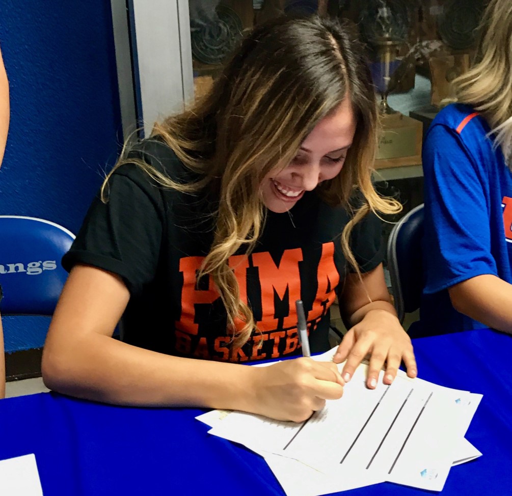 Forward Shauna Bribiescas from Dobson HS in Mesa signed her letter of intent to play for the Aztecs starting next season. Bribiescas averaged a double-double of 15.1 points and 11.1 rebounds per game in her senior campaign. Photo courtesy of Shauna Bribiescas
