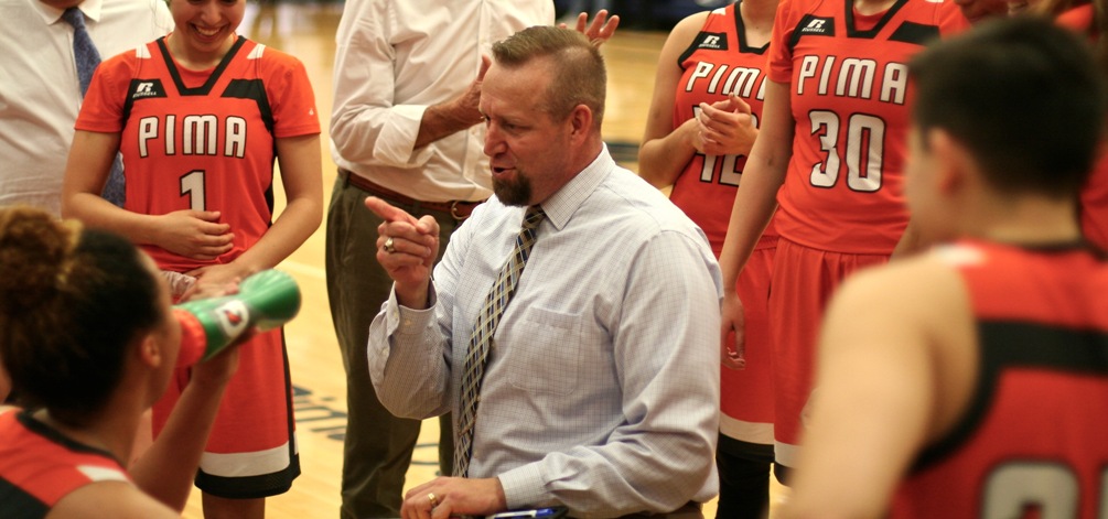 Aztecs women's basketball coach Todd Holthaus will be inducted into the Flowing Wells Sports Hall of Fame on Sept. 14. He coached the girls basketball team from 1998-2005 where he compiled a record of 160-64. He earned his 400th career coaching victory earlier this season. Photo by Stephanie Van Latum
