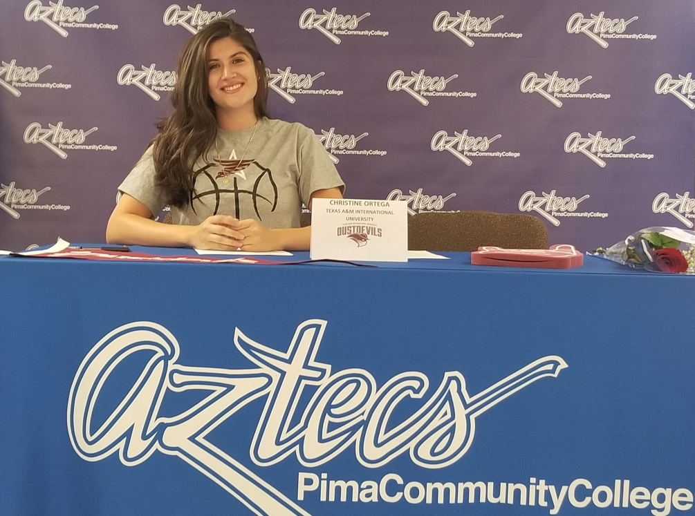 Sophomore forward Christine Ortega signed her letter of intent to Texas A&M International, an NCAA Division II school in Loredo, TX. She averaged 11.6 points and 7.5 rebounds this season. Photo by Raymond Suarez