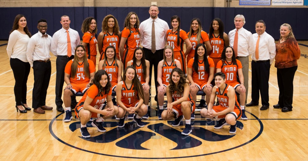 The Women's Basketball Coaches Association listed the Aztecs at No. 10 in the 2017-18 Academic Team Honor Roll. The Aztecs produced a team GPA of 3.20. Photo courtesy of Pima Athletics.