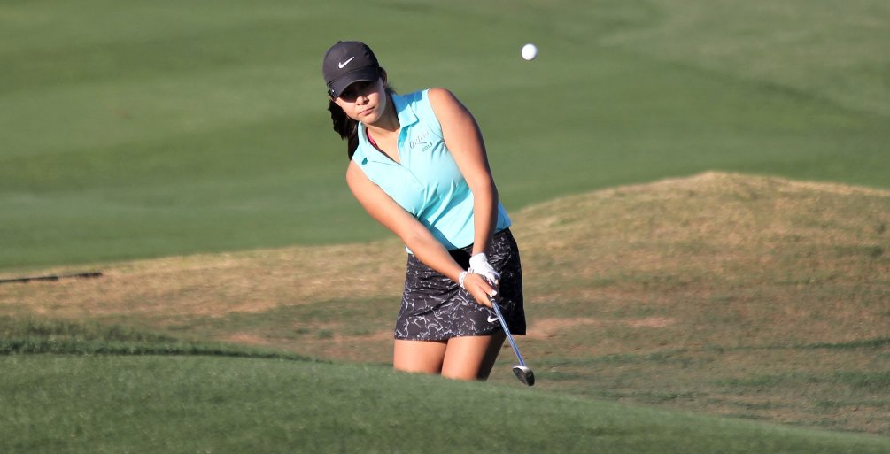 Sophomore Araceli Esquivel (Salpointe Catholic HS) earned her sixth top 5 finish at the Mesa Invitational as she took fourth with a 164 (85-79). She was named first team All-ACCAC and first team All-Region. Photo by Rick Price