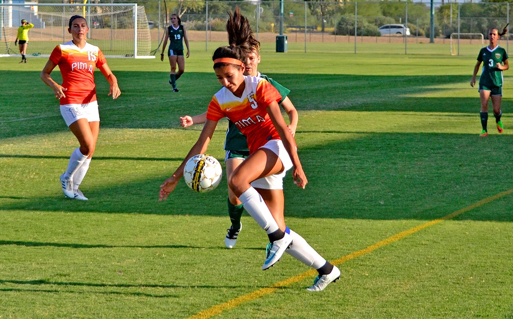 Alexis Hernandez scored two goals as the Aztecs women's soccer team held on to beat Cochise College 2-1 in Douglas. The Aztecs are now 9-4-1 on the season. Hernandez has 15 goals on the year. Photo by Ben Carbajal.
