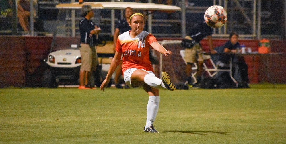 Freshman defender Taylor Gutierrez (Tucson HS) was selected ACCAC Player of the Week. She scored a goal and an assist in Pima's 3-0 shutout win at Cochise College. The Aztecs went 1-1-1 last week. Photo by Ben Carbajal