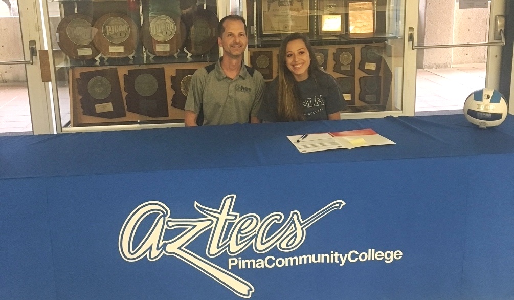 Outside hitter Jade Romine (Canyon del Oro HS) became the ninth recruit to sign to the Pima volleyball program for the 2018 season. She had 62 kills, 66 digs and 21 aces as a senior. Her junior season, she had 277 kills. Photo courtesy of Dan Bithell