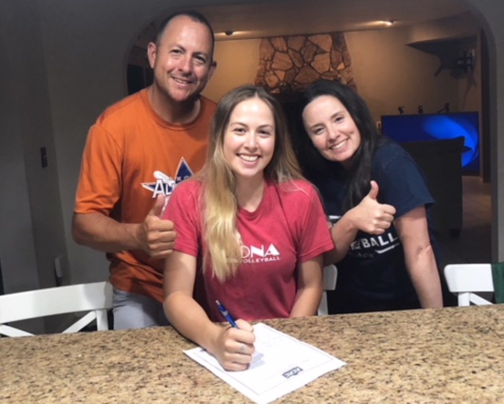 Aztecs volleyball setter Kayli Riesgo (Cienega HS) signed her letter of intent to play for NAIA school York College in Nebraska. She totaled 1,117 assists in her two years for the Aztecs. Photo courtesy of Kayli Riesgo