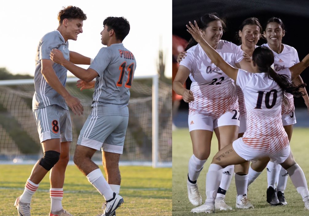 The Aztecs men's and women's soccer teams are both headed to their respected NJCAA Division II National Tournaments. The men's team will be the No. 1 seed and the women's team will be the No. 6 seed. Both tournaments begin pool play on Sunday in Huntsville, AL. Photos by Stephanie van Latum