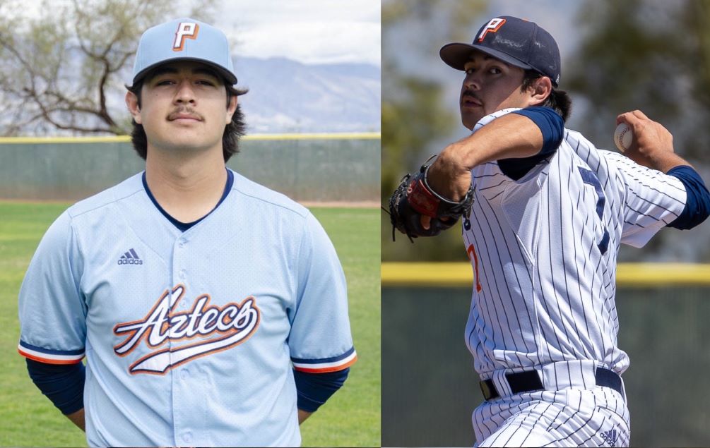 Sophomore Diego Alvarez was named ACCAC Division I Pitcher of the Week for the week of April 7-13. He pitched a seven-inning shutout against previously No. 2 ranked Central Arizona College last Tuesday. He gave up six hits with four strikeouts and one walk. Photos by Danielle Main and Gilbert Alcaraz