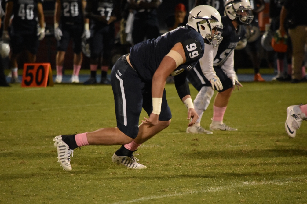 Sophomore defensive end Jake Smith (Desert Ridge HS) was named WSFL Special Teams Player of the Week. He had the game-winning blocked field goal with one second left to secure Pima's 28-26 win over Eastern Arizona College last Saturday. Photo by Ben Carbajal
