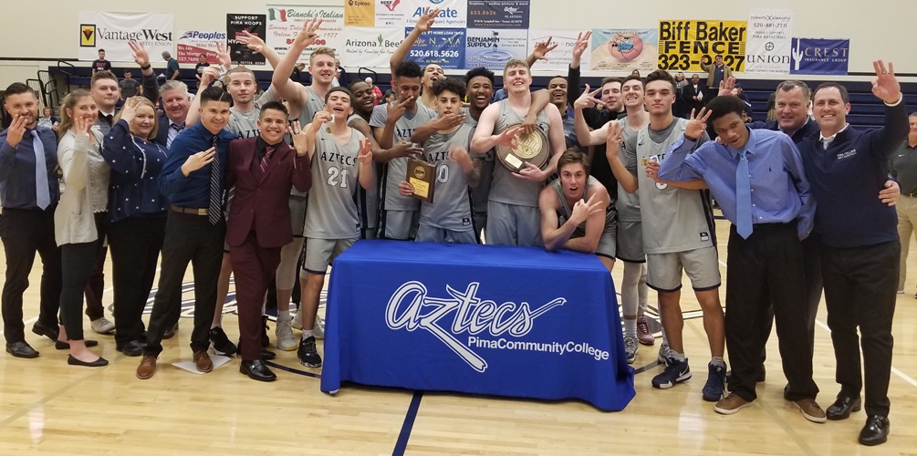 The No. 1 seeded Aztecs claimed their third straight NJCAA Region I, Division II title after they defeated No. 2 Scottsdale Community College 107-73. The Aztecs will head to the NJCAA Division II Tournament in Danville, IL on Mar. 19-23. Photo by Raymond Suarez