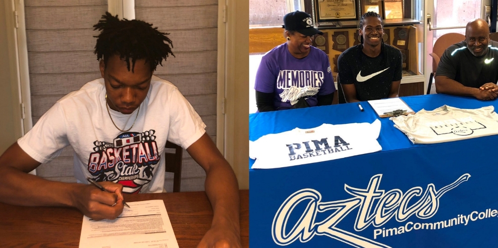 Aztecs men's basketball signed local standouts Jordan Gainey (Salpointe Catholic HS), a 6-4 wing and Byron Brown (Sahuarita HS), a 6-6 wing to their 2020 recruiting class. Photos courtesy of Jordan Gainey and Byron Brown