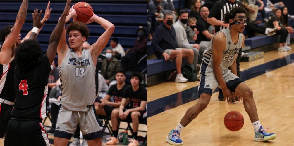 Freshmen Traivar Jackson and Itury Kitt (Eastpointe HS) sparked the Aztecs in the second half as Pima defeated Scottsdale Community College 117-104 for their third straight win. Jackson went 9 for 10 from the field in the second half (16 for 22 in the game) for 37 points. Kitt scored all 14 of his points in the second half. The Aztecs improve to 15-8 overall and 7-7 in ACCAC play. Photos by Stephanie van Latum