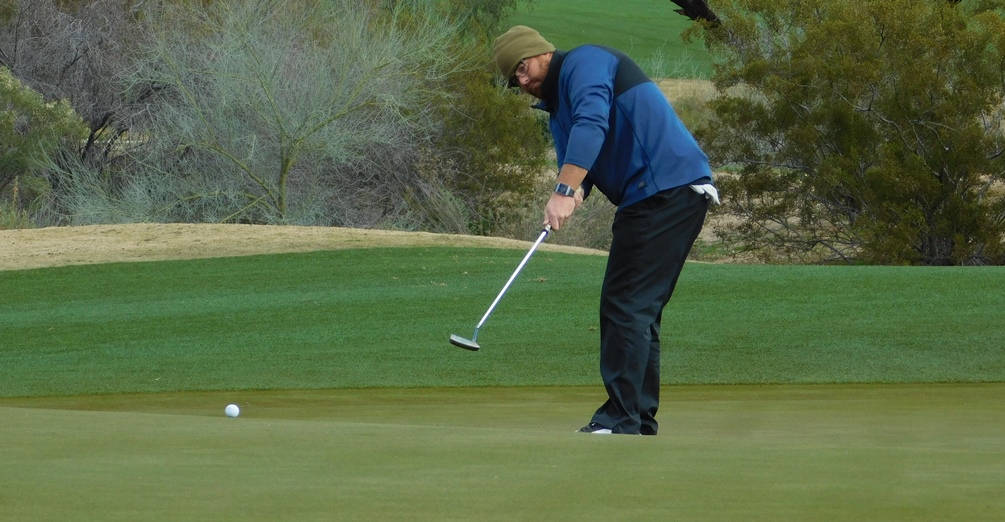 Freshman Curtis Goldin shot a four-under par 68 in his second round and finished tied for ninth place in the individual standings. The Aztecs men's golf team took fourth place at the Scottsdale Invitational. Photo by Raymond Suarez