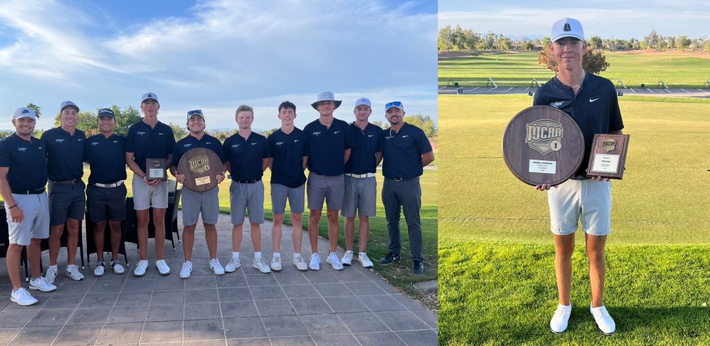 The Aztecs Men's Golf team captured its second straight NJCAA Region I, Division I Team Championship after they beat Estrella Mountain Community College by 13-strokes. Sophomore Max Krueger (Salpointe Catholic HS) claimed the Region I, Division I Individual Title. Photos by Raymond Suarez