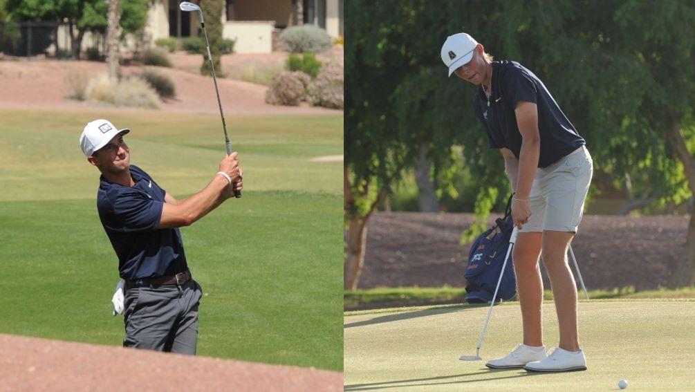 Sophomore Jay Shero was the top finisher for the Aztecs at the NJCAA Division I National Championships as he tied for 24th place with a total of 290 (72-70-70-78). Fellow sophomore Max Krueger was named second team 2023 NJCAA Division I PING All-America. Photos by Raymond Suarez