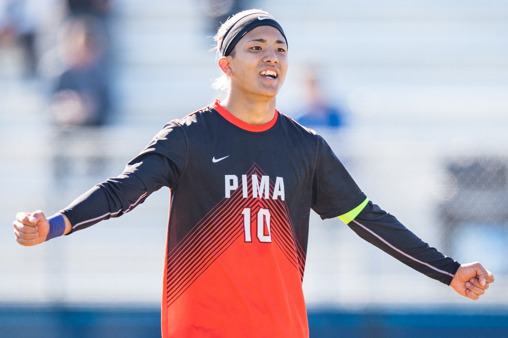 Sophomore forward Hugo Kametani was selected the 2018 United Soccer Coaches Junior College Diviaion I National Player of the Year. He scored a single season record of 30 goals and scored the game-winning goal in the national championship game. Photo by James Gilbert.