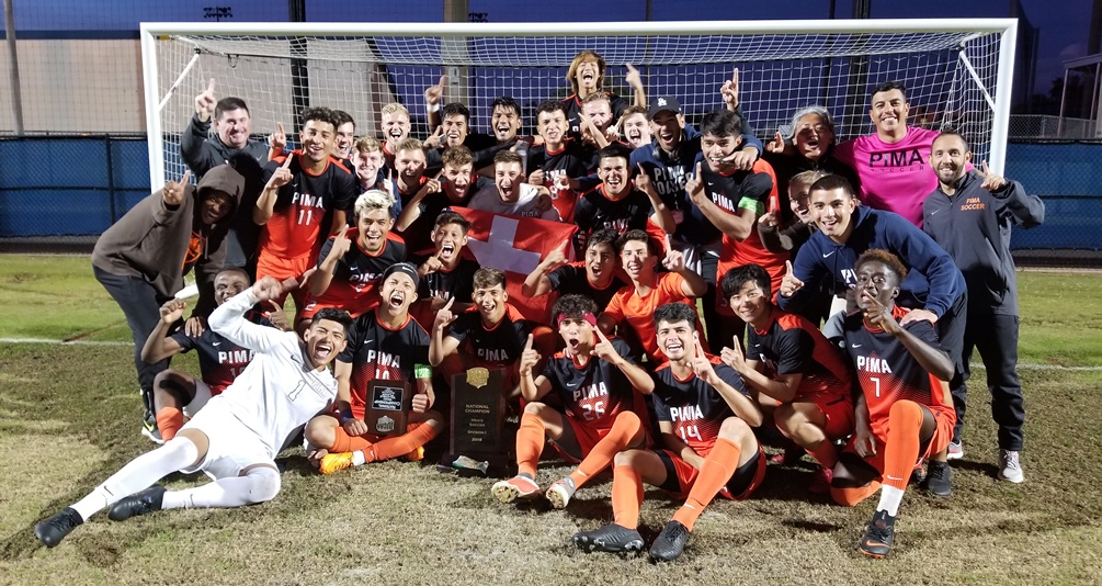 The Aztecs men's soccer team claimed the 2018 NJCAA Division I National Championship on Saturday after beating Barton Community College 2-1 in double overtime. Hugo Kametani scored the game-winning goal in the 106th minute. The Aztecs set many records this season. They finished 26-2 overall. Photo by Raymond Suarez