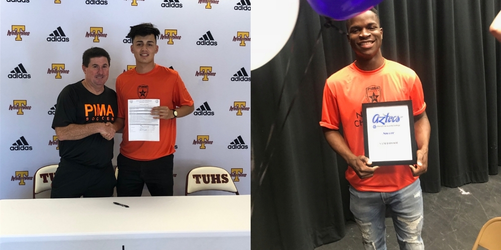 The Aztecs signed eight players to the 2019 recruiting class including defender Christian De Los Rios (Tolleson HS) and forward Samuel Lossou (Rincon/University HS). Photos courtesy of David Cosgrove