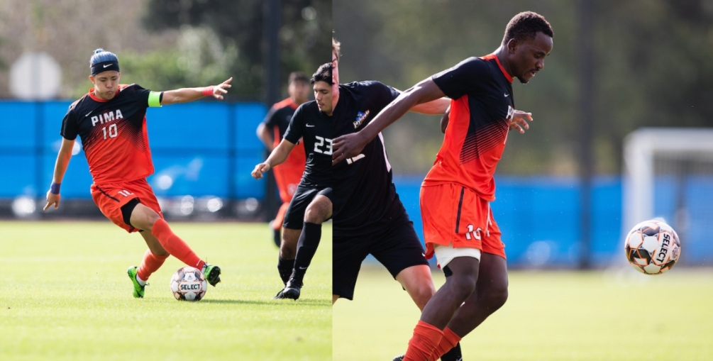 Sophomores Hugo Kametani was selected first team NJCAA Division I All-American while sophomore Kaskile Zawadi was named second team NJCAA Division I All-American. The Aztecs have 21 NJCAA All-Americans and 11 in the last 12 years. Photos by James Gilbert