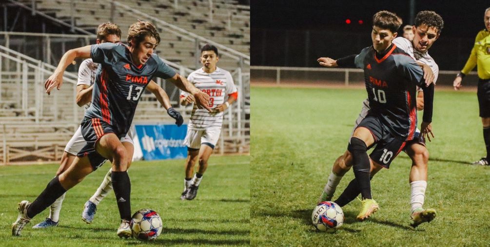 Aztecs men's soccer sophomores Nicholas Bianchi (Pinnacle HS) and Ernesto Osornio (Ironwood HS) both earned second team NJCAA Division II All-American honors. The men's soccer program has produced 18 NJCAA All-Americans in the last 16 years. Photos by Andre Rocha.