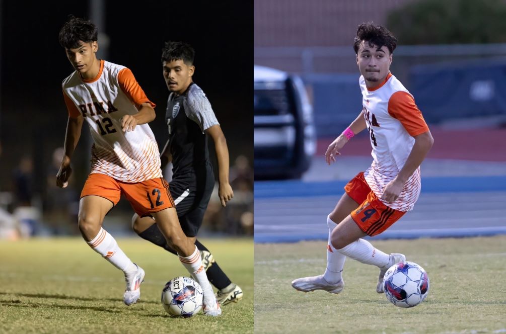 Sophomore Ismael Ruiz scored the eventual game-winning goal in the 46th minute as the No. 4 ranked Aztecs Men's Soccer team defeated No. 20 Glendale Community College 2-1 for their eighth straight win. Sophomore Missael Montilla put Pima on the board in the 9th minute. The Aztecs are 15-1 overall and 14-1 in ACCAC conference play. Photos by Stephanie van Latum