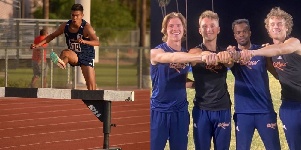 The Aztecs men's track & field team came away with a pair of personal-records in the second day of the NJCAA Division I National Championships. Emmanuel Corral took 10th in the 3,000-meter steeplechase with a time of 9:36.89. The 4x400 relay team of Orion Barger, Nathan Plant, Gamar Garem and Tristan Spalding earned a PR with a time of 3:15.29.