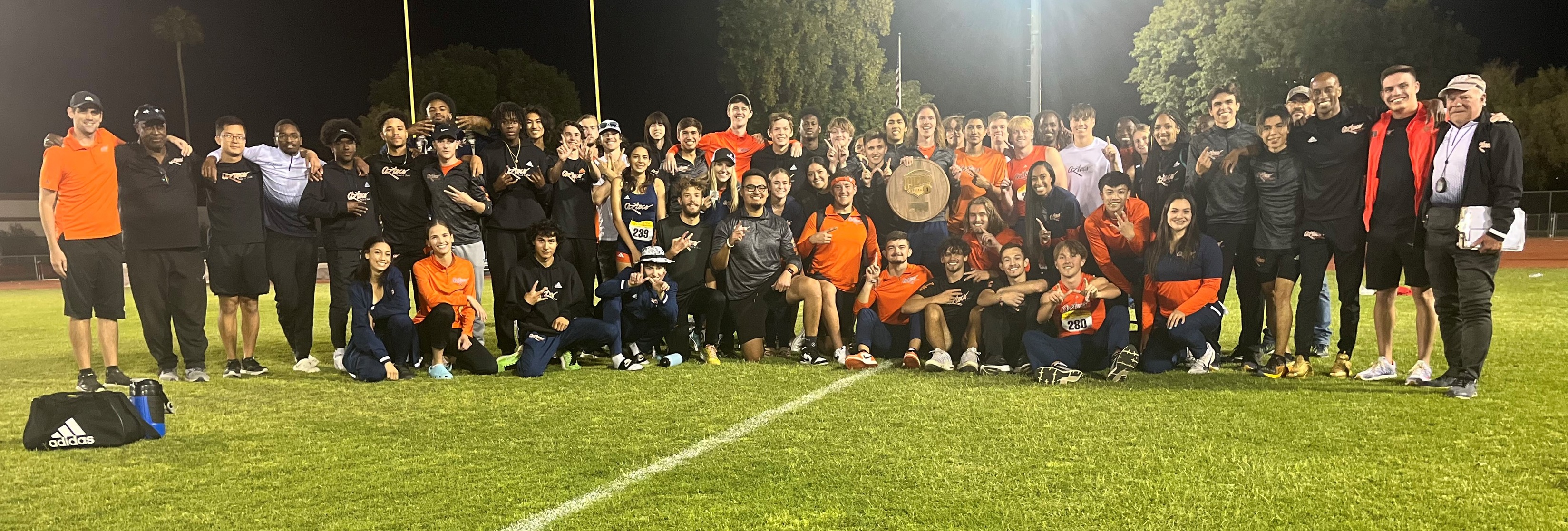 The Aztecs men's track & field team captured its second NJCAA Region I Team Championship in three years. They edge out Mesa Community College by 0.5 points (273.5-273). The Aztecs produced seven Region I individual champions. Photo by Raymond Suarez