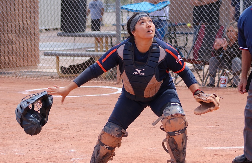 Sophomore Alizea Durazo-Corday (Pueblo HS) went 2 for 4 with five RBIs; which included a three-run homer but the Aztecs dropped both games at Eastern Arizona College. The Aztecs are now 23-22 overall and 19-19 in ACCAC conference play. Photo by Stephanie Van Latum