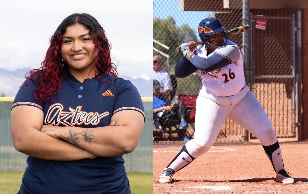 Sophomore Kayla Miranda (Tucson Magnet HS) was named ACCAC Division I Player of the Week after she went 4 for 6 with six RBIs, four runs scored and three home run against Phoenix College last Saturday. Photos by Stephanie van Latum and Steve Escobar