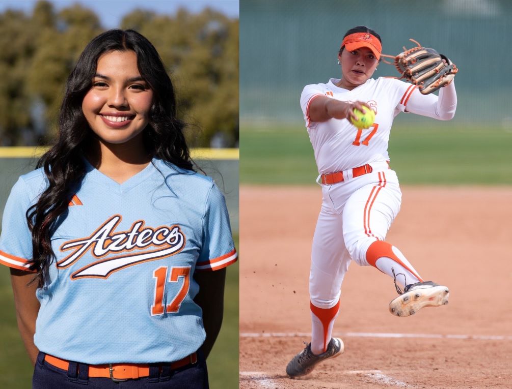 Freshman Arianna Flores (Salpointe Catholic HS) earned her second straight nod as ACCAC Division II Pitcher of the Week after she pitched a complete-game, giving up one run (one earned) off one hit with 12 strikeouts and three walks against Mesa Community College. Photos by Stephanie van Latum