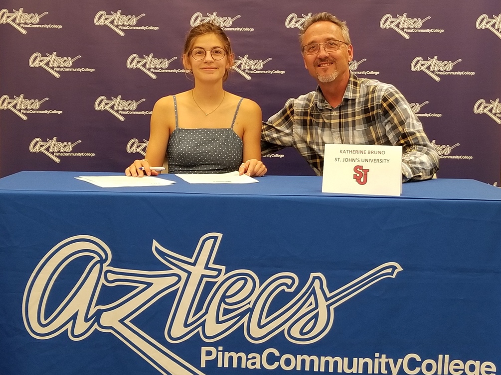 Sophomore distance runner and cross country competitor Katherine Bruno (Canyon del Oro HS) signed her letter of intent to compete for St. John's University, a private Catholic institution in New York City. She is a two-time ACCAC Conference Runner of the Year and two-time ACCAC conference champion. Photo by Raymond Suarez