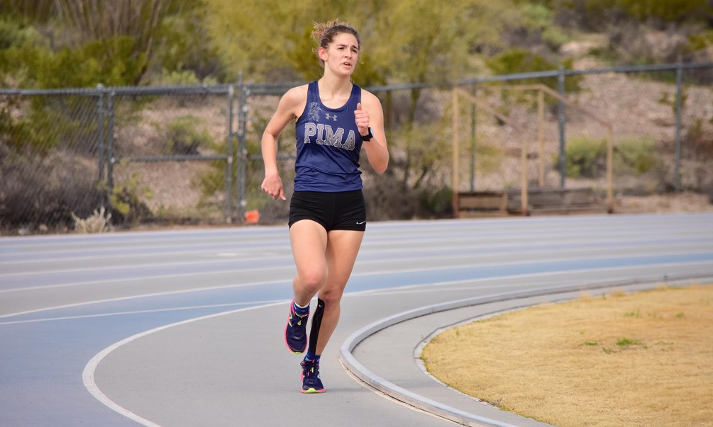 Sophomore Katherine Bruno (Canyon del Oro HS) had a great day at the Cody McBride Invitational as she set two national qualifying times in the 800 and 1,500 meter races. Photo by Ben Carbajal