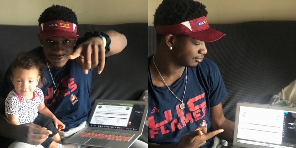 Youngker High School sprinter/hurdler Jayvon Kimbrough signed his letter of intent to compete for the Aztecs track & field team starting in the 2020-21 season. He set a personal-record in the 110 meter hurdles at 14.86 seconds in his junior year. Family photos courtesy of Jayvon Kimbrough